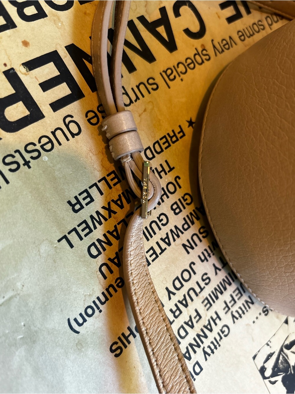 The Row Pebbled Leather Drawstring Bucket Bag Taupe Greige Crossbody VGUC - Picture 13 of 14
